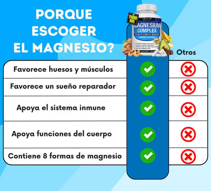 MAGNESIO COMPLEX 8 EN 1 - Recupera tu energía, equilibra tu cuerpo y mejora tu figura