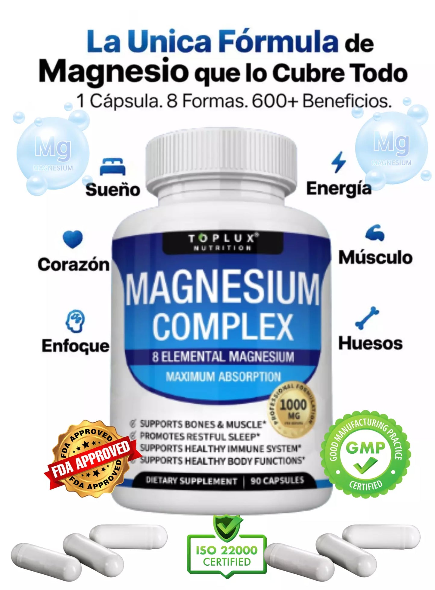 MAGNESIO COMPLEX 8 EN 1 - 1000MG (90 Cap) Original